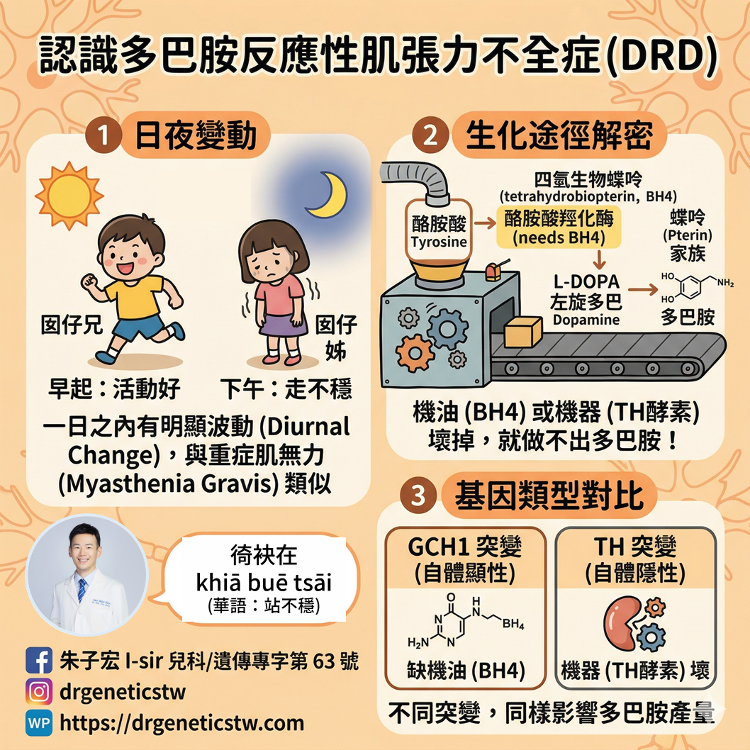早上活蹦亂跳，下午「徛袂在」？破解多巴胺反應性肌張力不全症 (DRD)