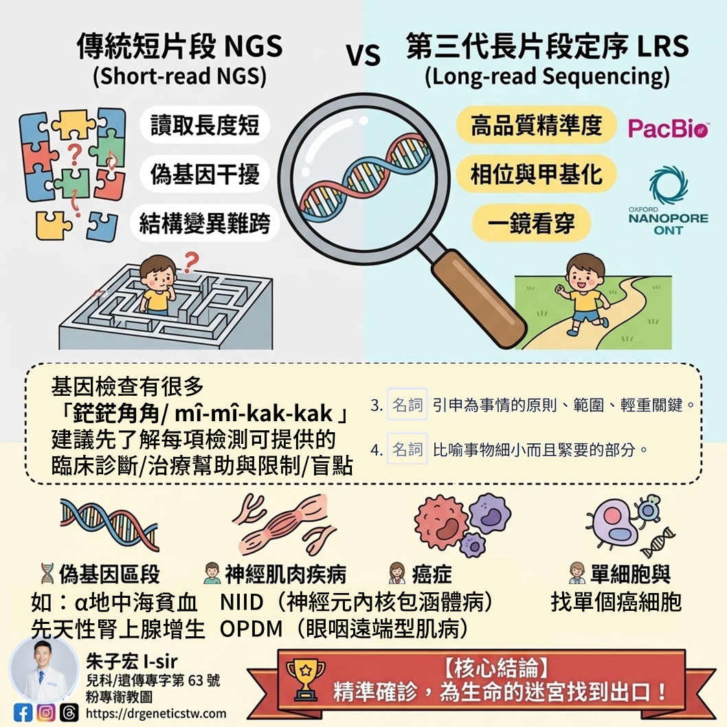長片段定序（Long-Read Sequencing）：廠商技術說明與臨床案例解密 —— 來共病根㨑著